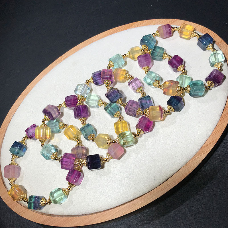 真品方糖全彩萤石手链暖宫石旺事业女男时尚手链