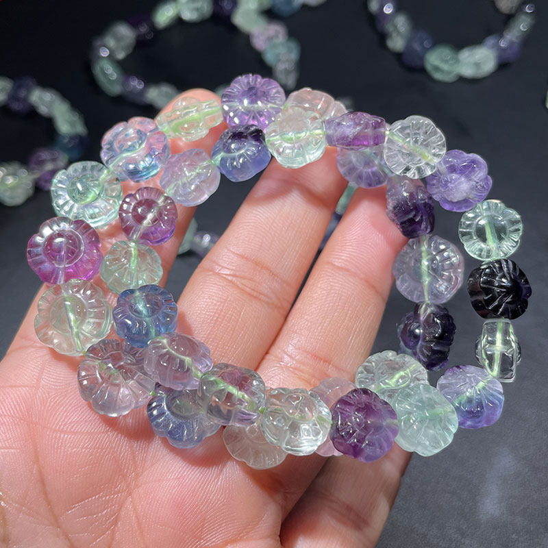 真品全彩萤石花儿手链多色瓣花件单圈手串女款手链