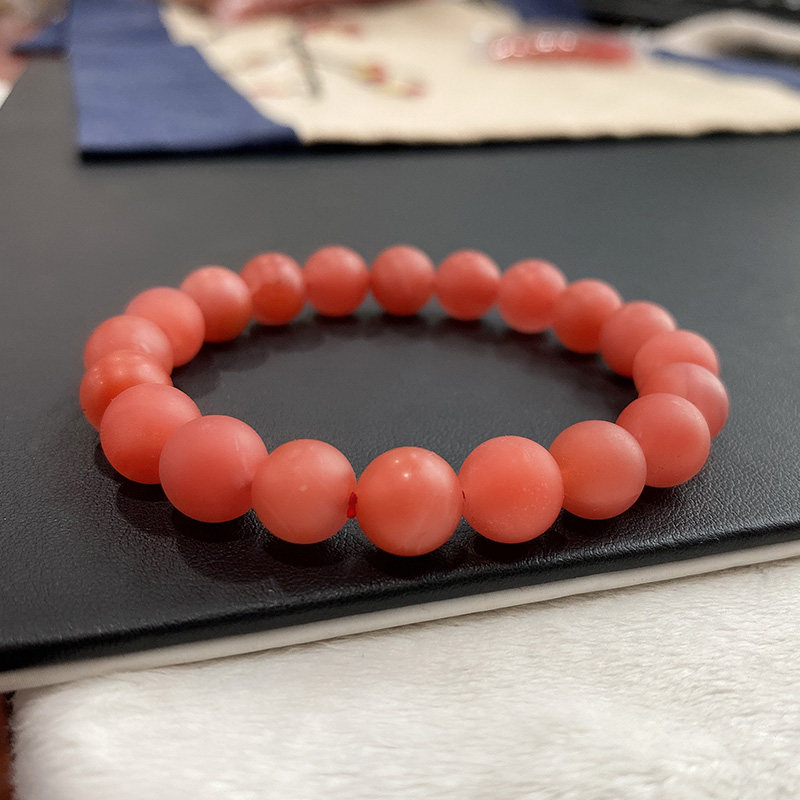 玛瑙保山南红手链磨砂料单圈手串108颗佛珠男女手饰
