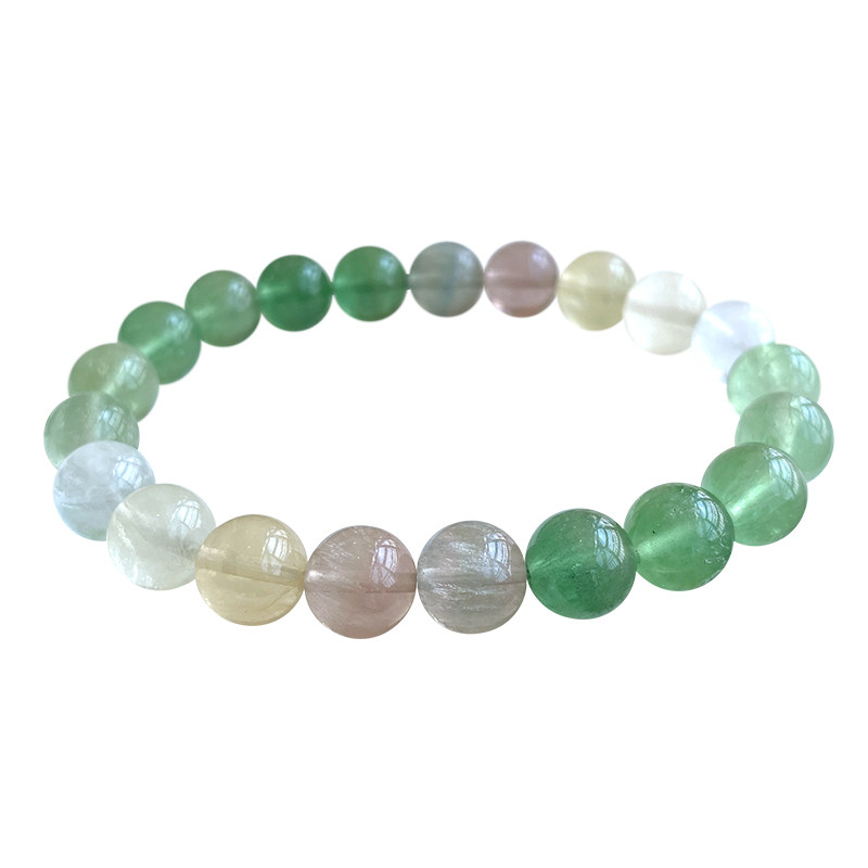 翠艳色带萤石手串羽毛拉丝渐变变色多圈天然手链