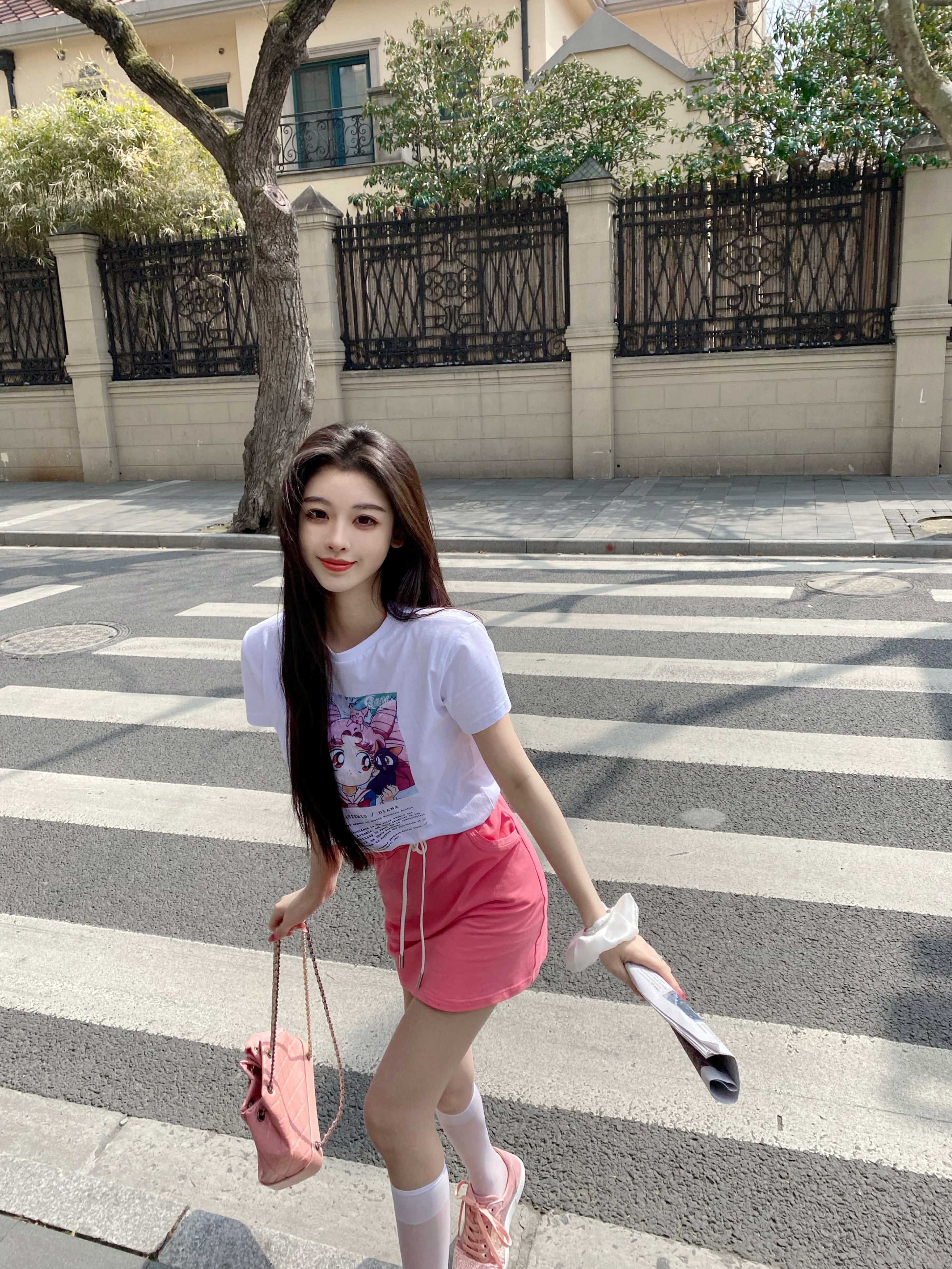 chu小初恋爱桃花花粉可爱休闲半裙时尚气质半身裙