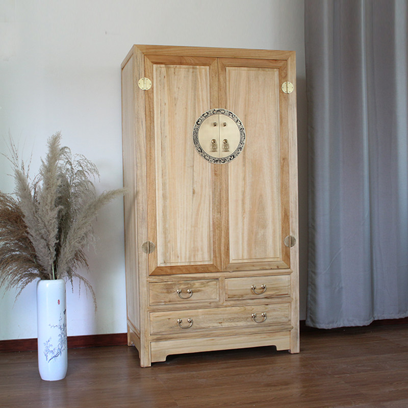 衣柜樟木实木防潮防虫储物柜卧室双门大衣新中式衣柜