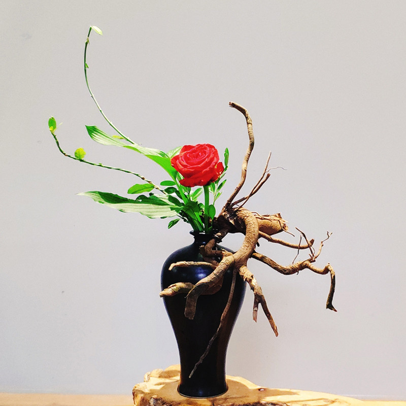 长条形沉木飘逸作品造景天然木树桩枯木插花摆件树根奇特精细长柏