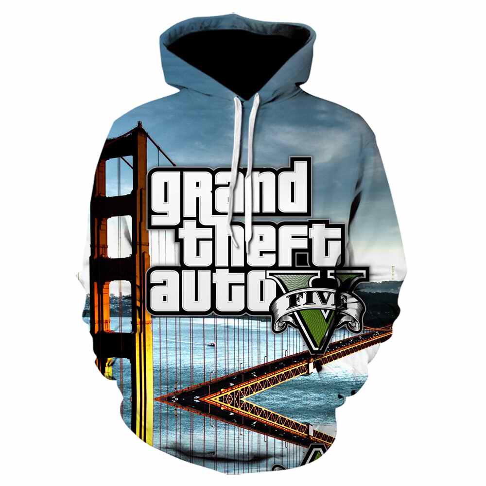 gta5卫衣男春秋侠盗车手3d印花连帽罪恶都市上衣卫衣