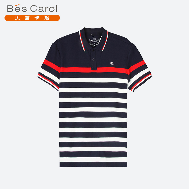 bescarol贝兹卡洛polo衫男夏季新品条纹纯棉翻领636710polo衫