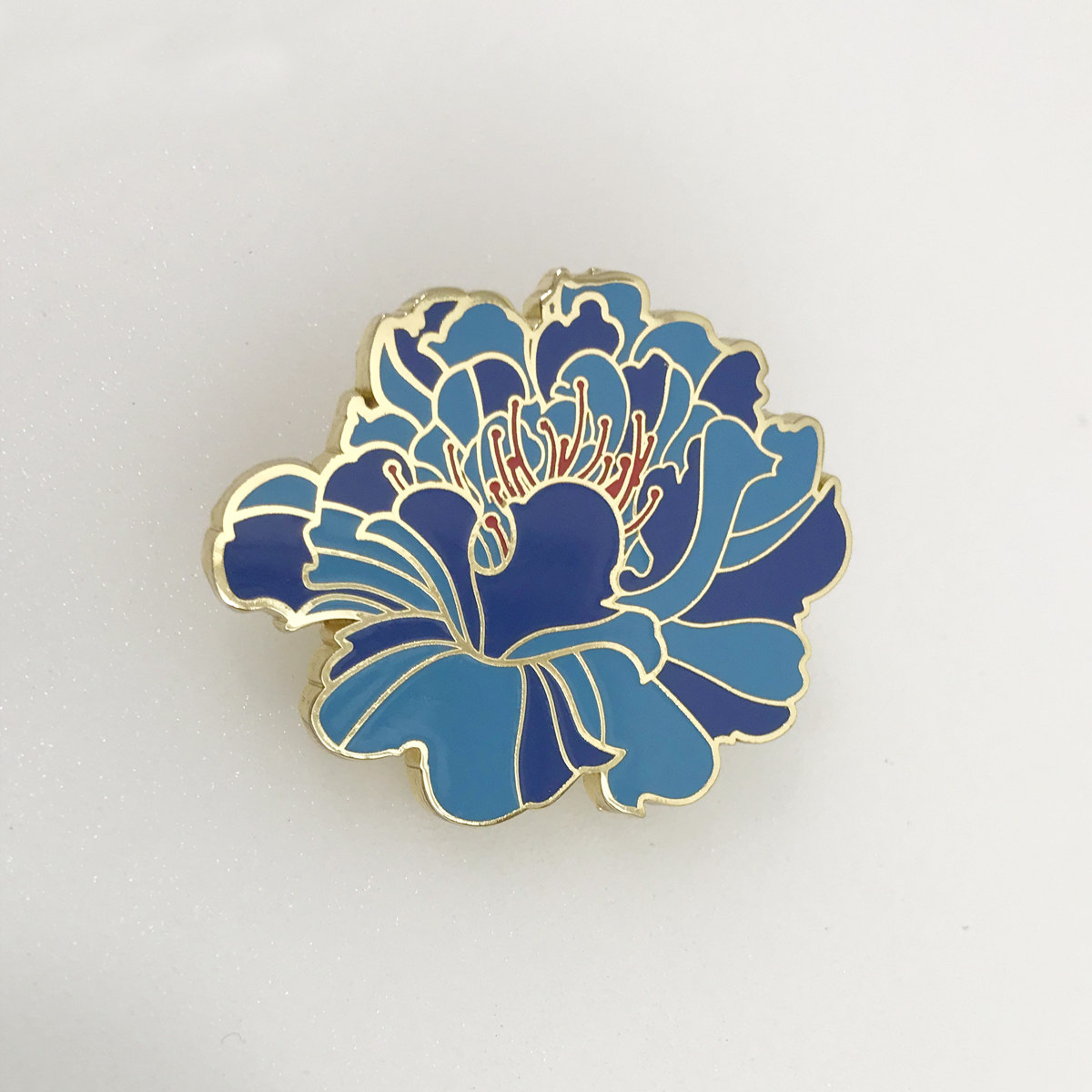 高档镀金点翠牡丹花胸针个性珐琅配饰品文艺徽章女友生日礼物女生