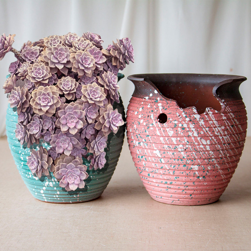 多肉花盆高切口植物法师陶罐特大陶瓷缺口造型花盆