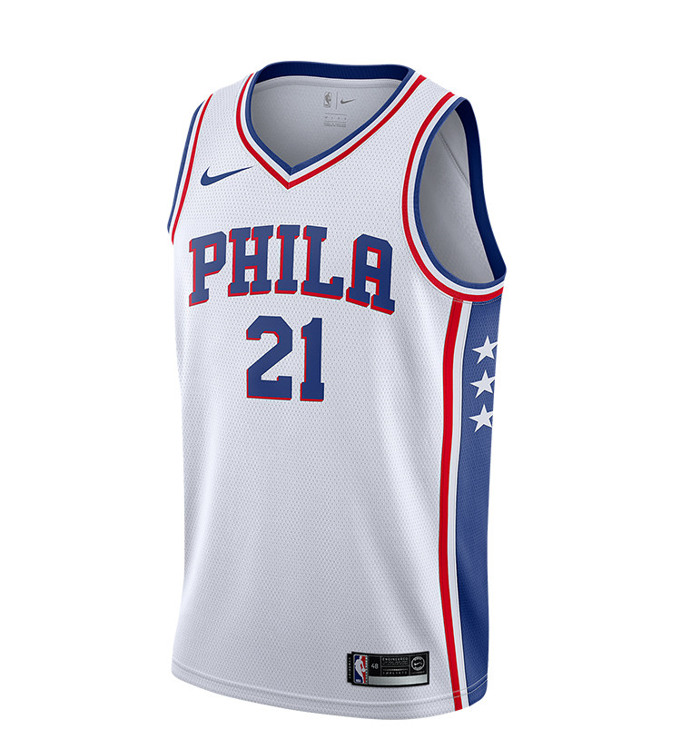 酷动城正品nike耐克恩比德球衣21号大帝nba费城76人cv9490666