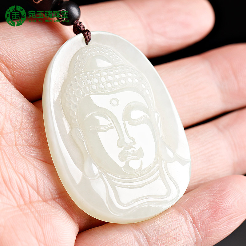 和田玉佛吊坠白玉释迦牟尼头像玉坠男女玉石项链颈饰