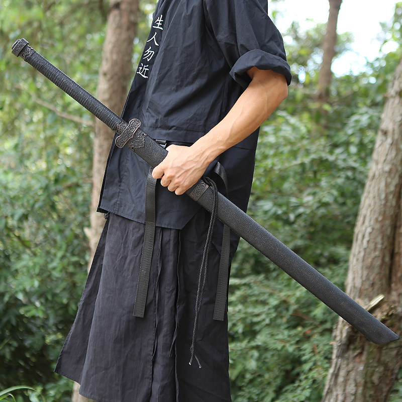 龙泉一体唐横刀剑高锰钢单刃长防身冷兵器镇宝剑未开刀剑