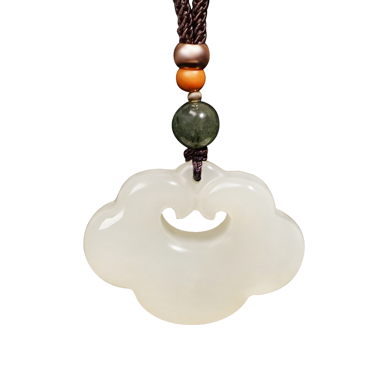 和田玉平安如意锁吊坠男女宝宝儿童玉石玉坠项链白玉玉佩挂件扣