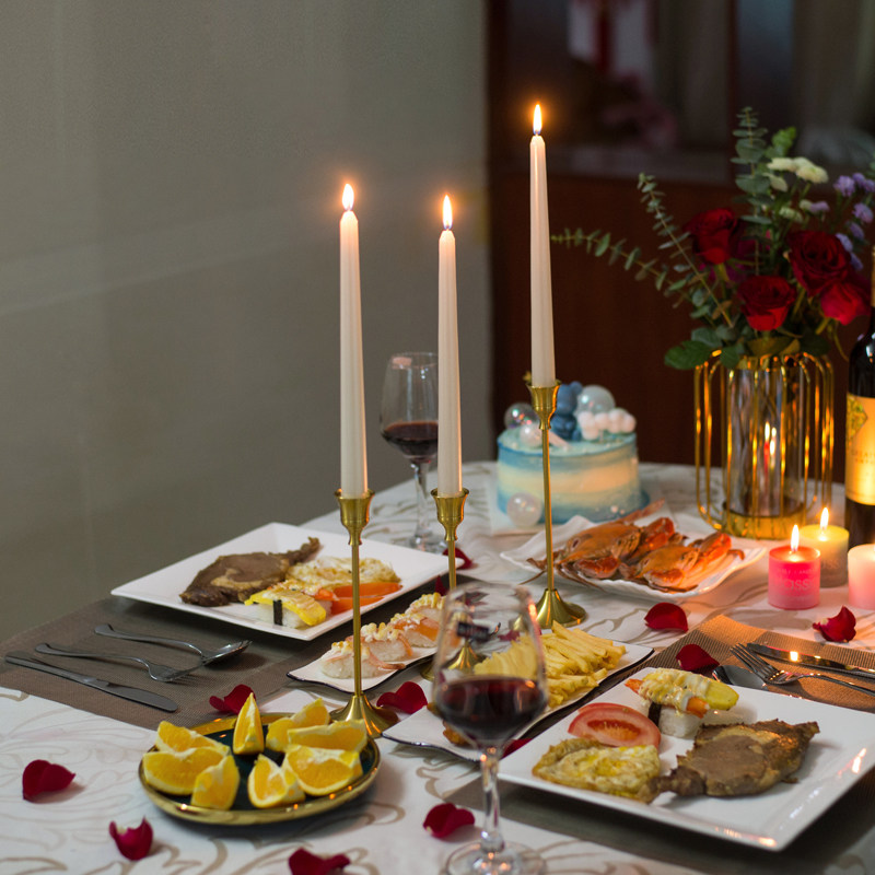 蜡烛氛围浪漫烛光晚餐北欧西餐烛台婚礼生日无味蜡烛