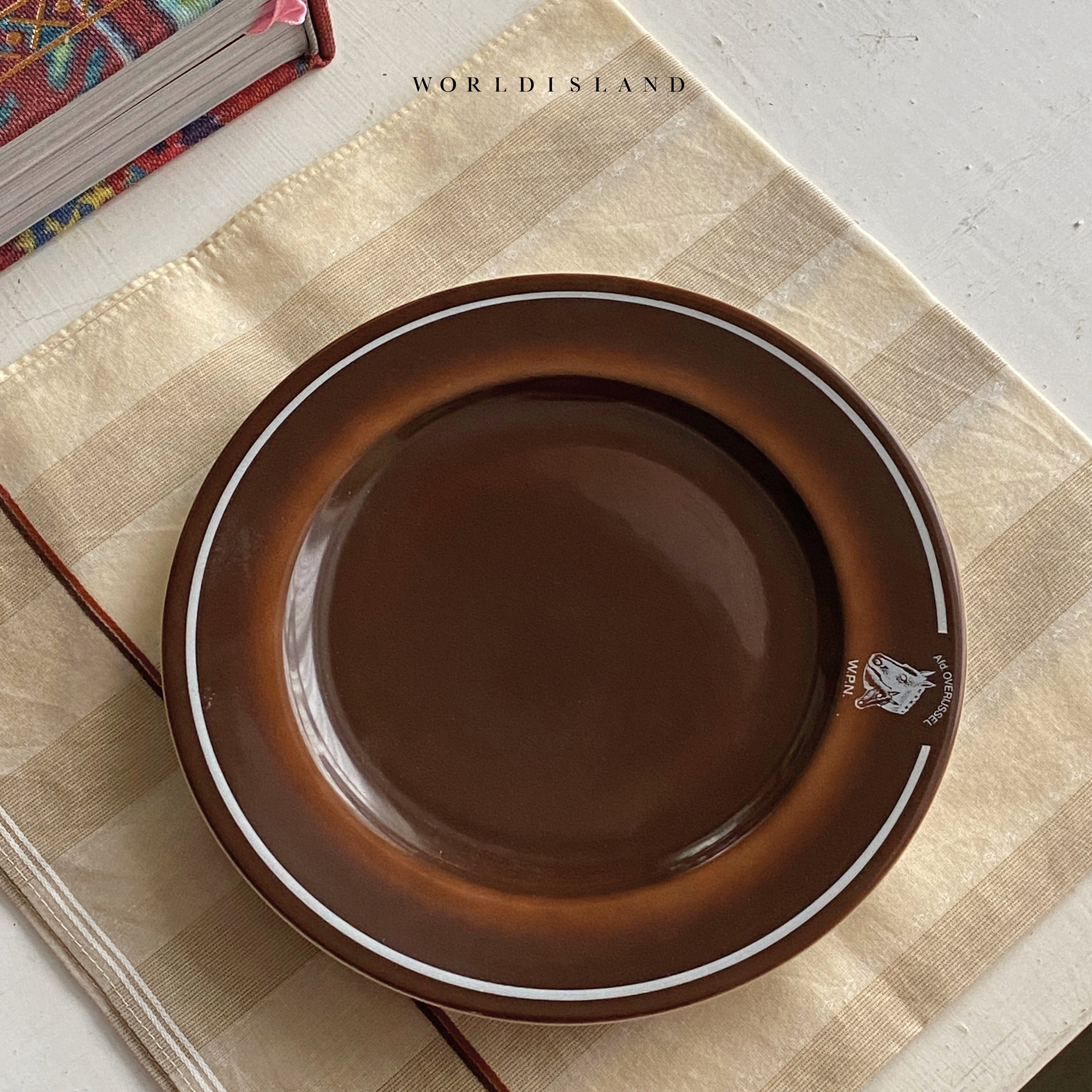 世界1970s荷兰渐变咖啡色陶瓷小盘盘子盘