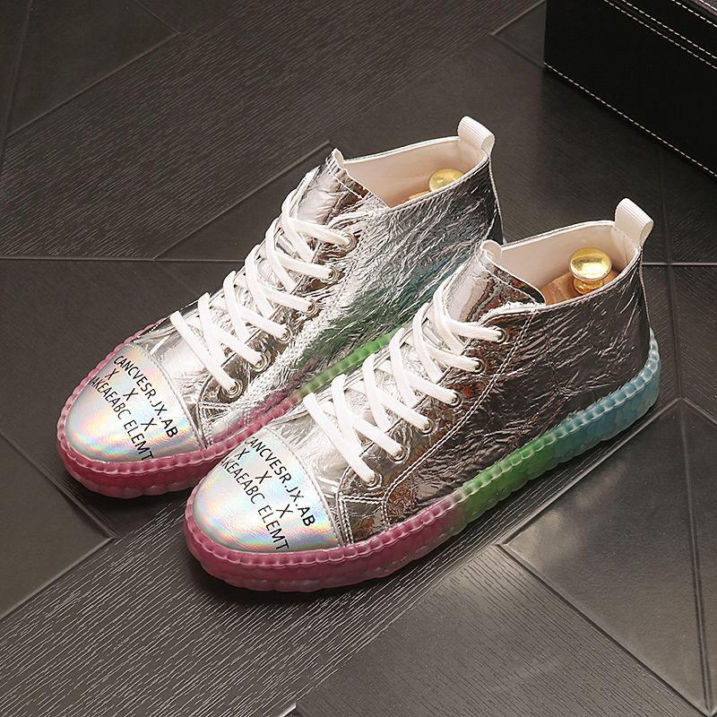 果冻底高帮鞋男2022新款夏天透气网红鞋子男韩版高帮鞋