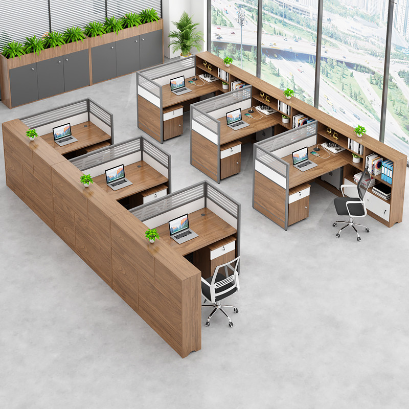 写字楼电销话务员卡座2人财务桌带屏风办公桌职员组合