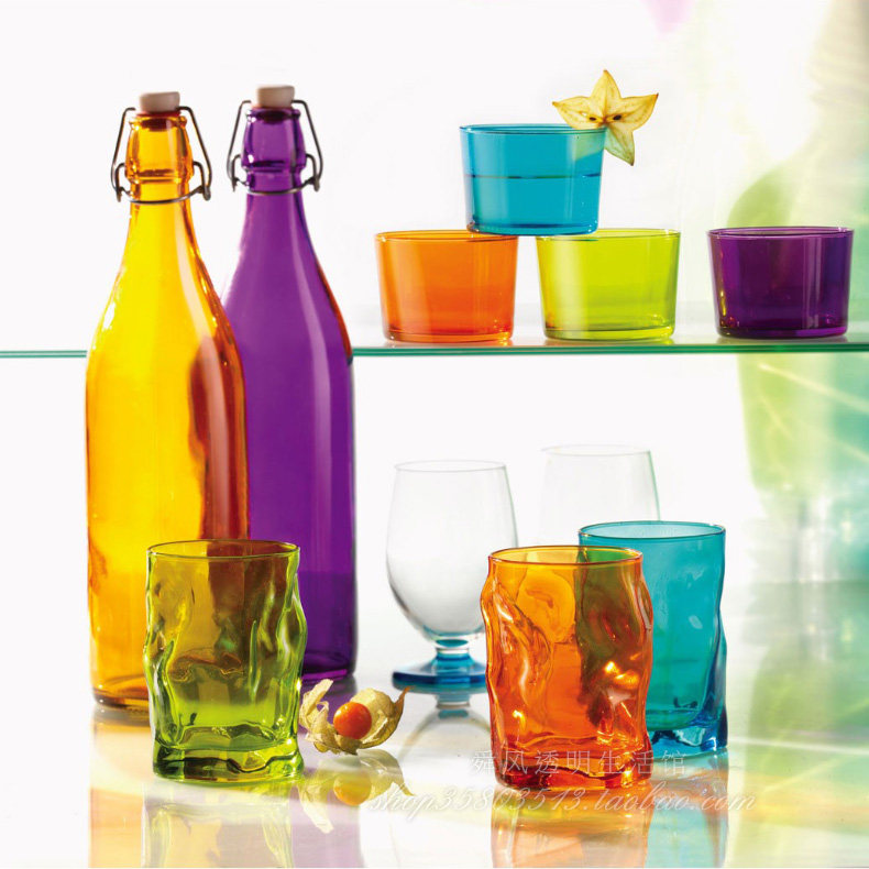 意大原装进口彩色密封玻璃瓶水瓶酒吧装饰瓶节密封罐