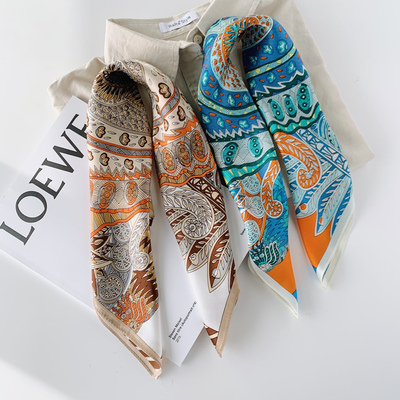 映画image欧式花纹真丝丝巾小方巾女春夏季装饰韩版桑蚕丝小领巾