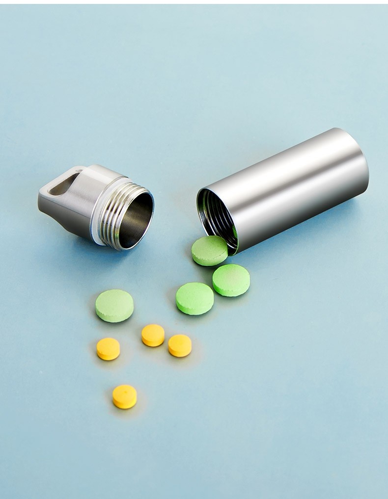 纯钛随身便携式药盒防水密封防潮迷你小号急救药盒