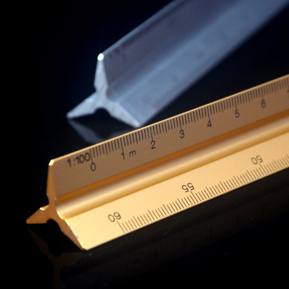 尺30cm铝合金设计三角尺三菱比例尺直尺制图绘图工具三棱尺包邮【含1