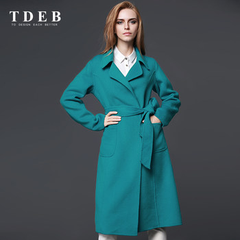 TDEB Fashion Double-sided Wool Coat Women's Long 2024 Spring New Elegant Lace High-End Wool Coat