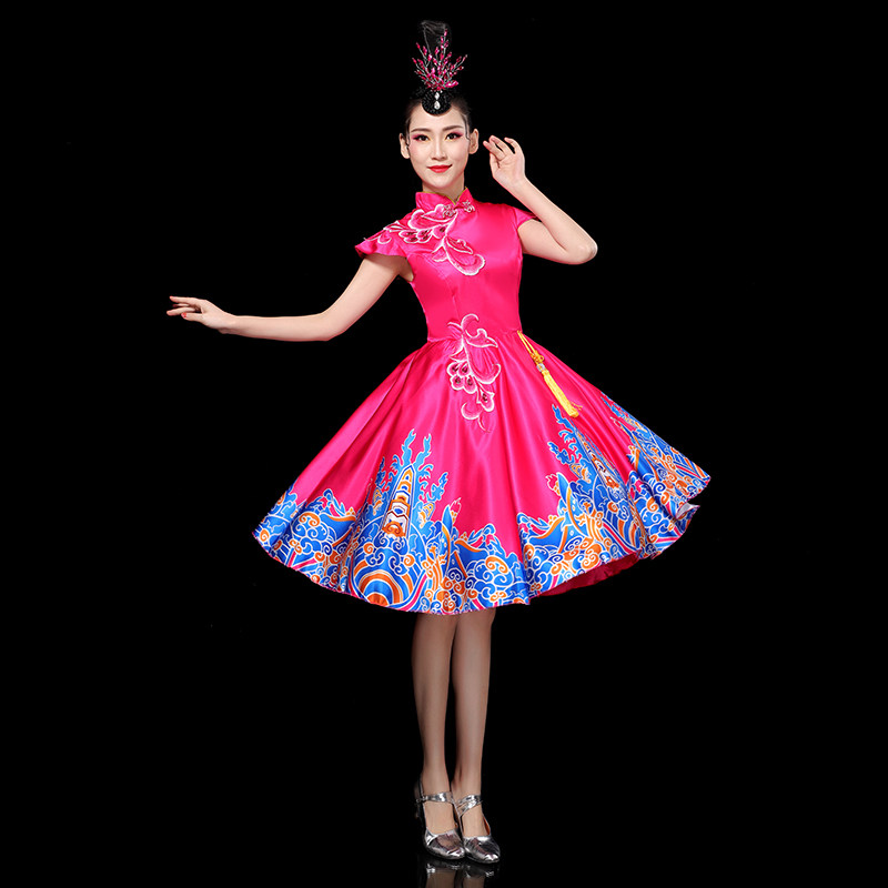 现代快板演出服女中国风红色打鼓鼓舞秧歌腰鼓民族服装