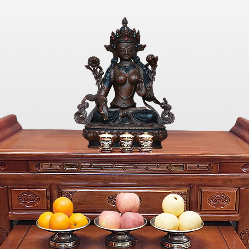 全铜白度母佛像摆件七眼佛母藏传密教居家佛堂寺庙玄关供奉神坐像
