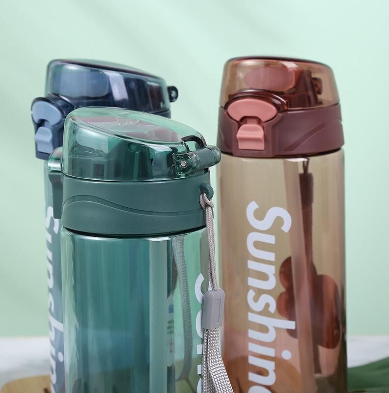 随手富全水杯广州塑料吸管创意学生运动口杯弹跳随手杯