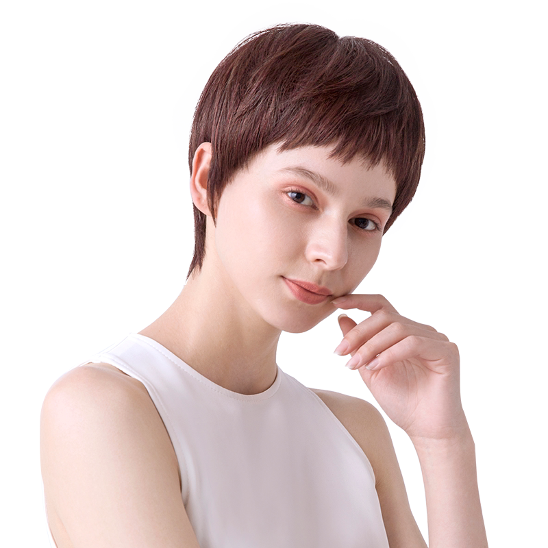 瑞贝卡假发女狗啃刘海短碎直发蓬松自然时尚潮流中性帅气头套