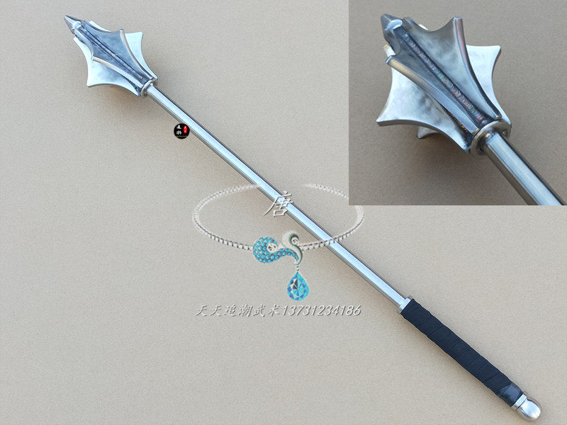 新款不锈钢六棱锤叶锤流星锤健身锤影视道具页锤兵器武术锤包邮