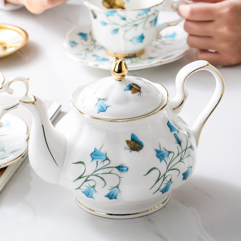 茶壶欧式田园描金骨瓷下午下午茶咖啡壶陶瓷咖啡咖啡壶