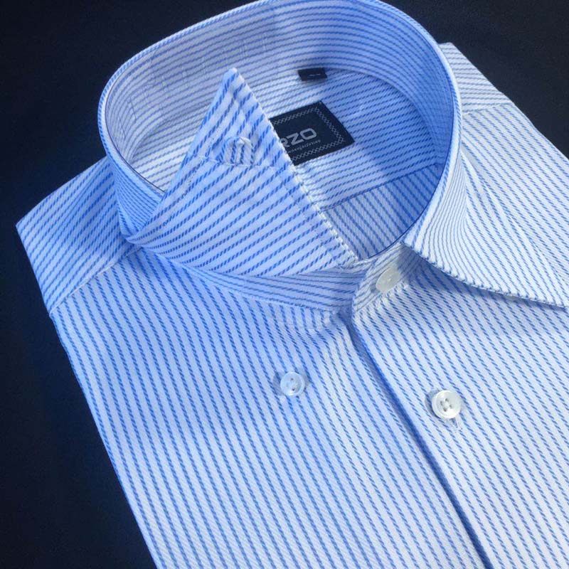 商务mrzo全棉意式长尖暗扣欧风长领男装务正衬衫