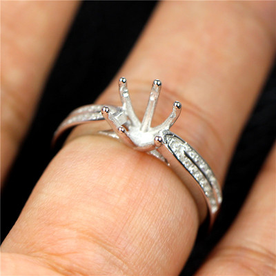 圆形钻戒空托莫桑钻戒托1克拉韩版女戒指925纯银不掉色防过敏活口