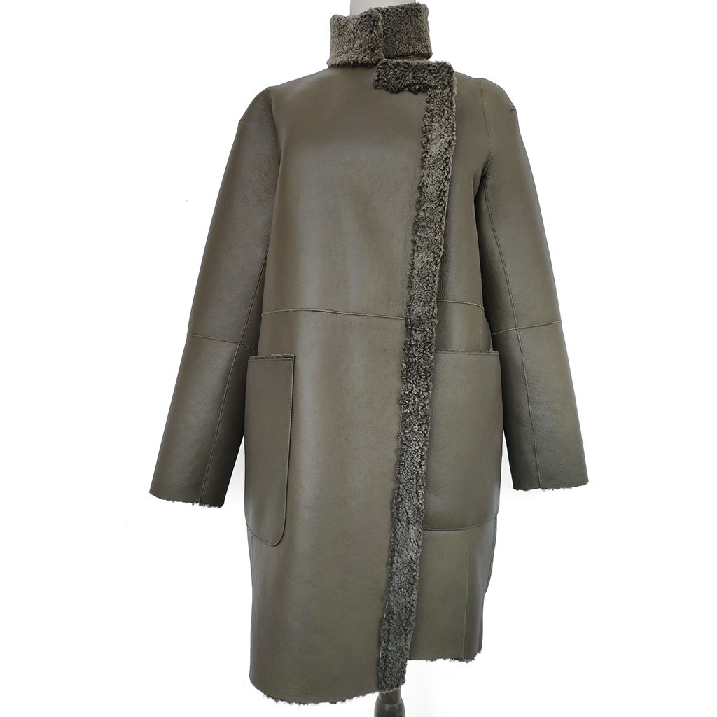 一体无扣立领冬季保暖宽松中长皮毛新重磅绵羊皮草