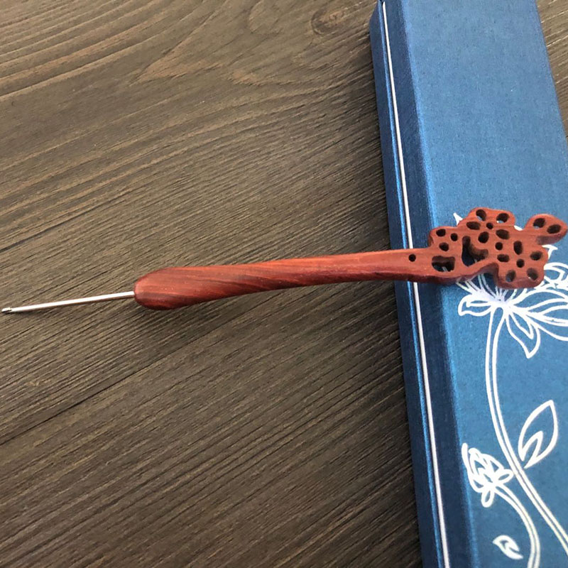 范士防滑檀木钩针diy手工编织工具套装毛衣针