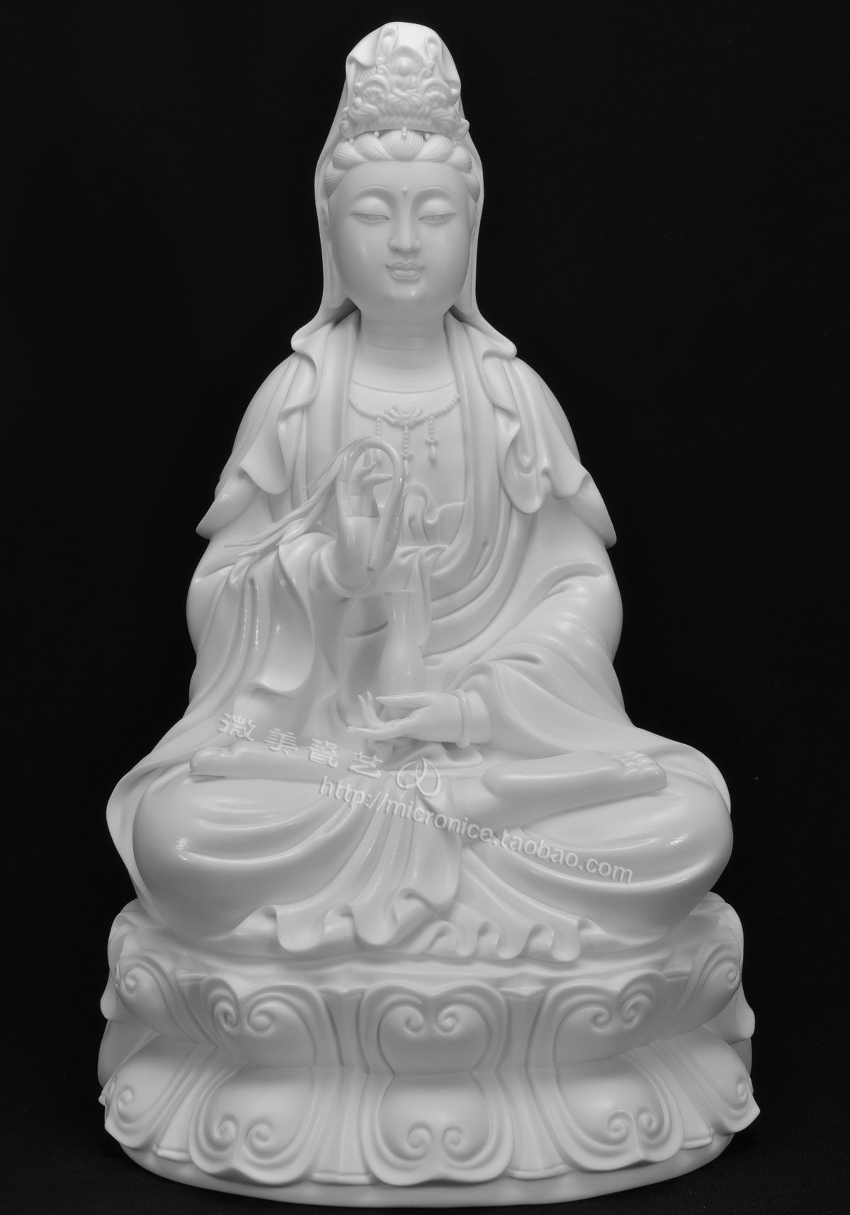 摆件微美杨柳净瓶观音像供奉观世音菩萨佛像白瓷摆件