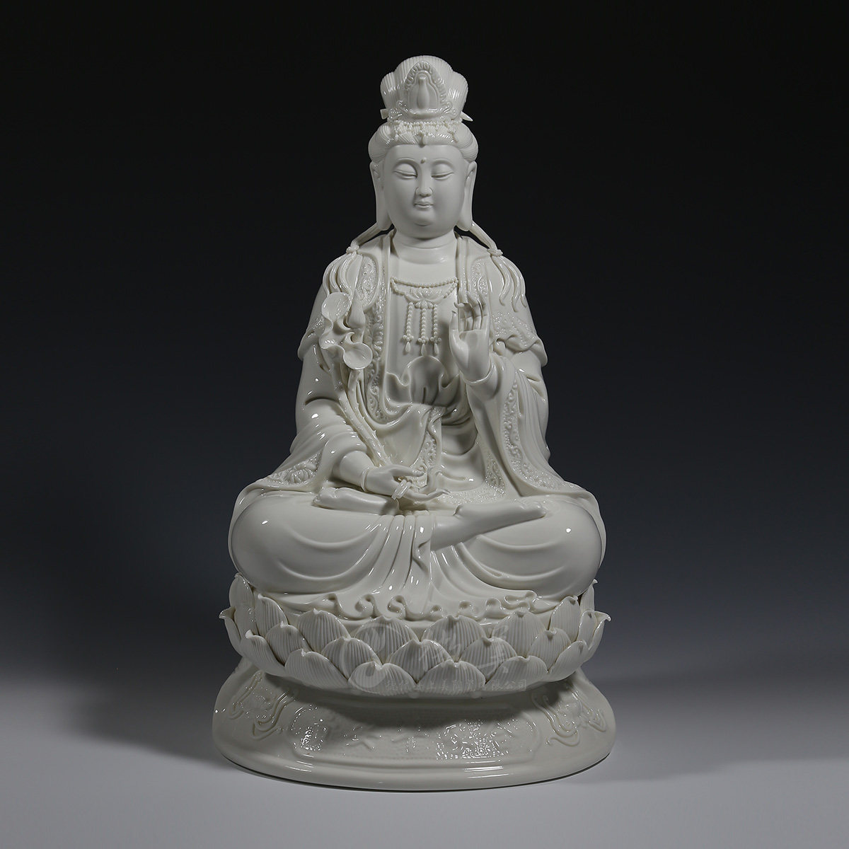 三圣德化陶瓷吋娑佛像西方摆件白瓷工艺品家居供奉摆件
