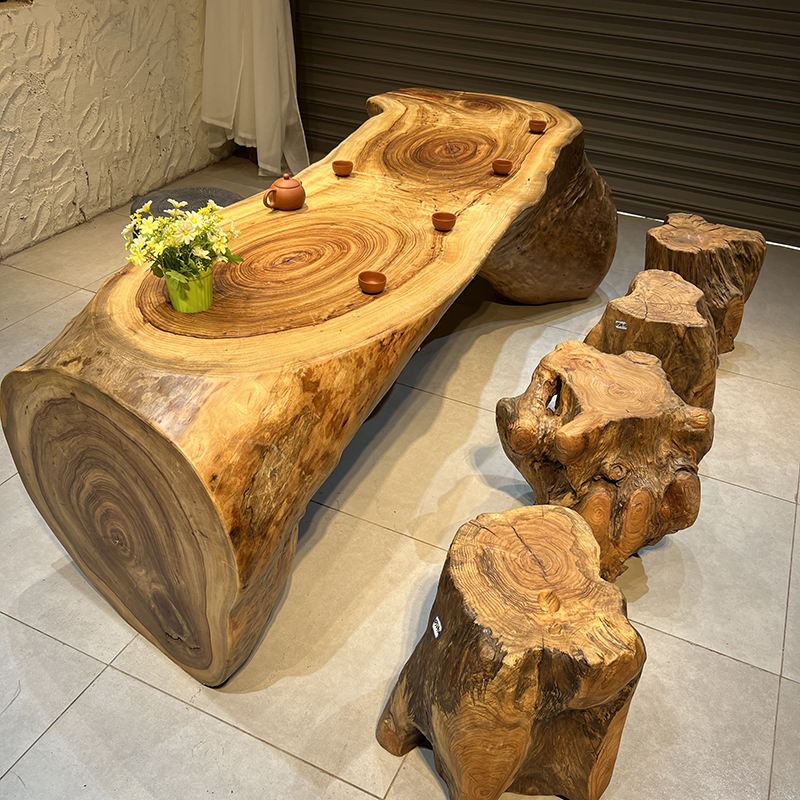 大型根雕茶台实木树墩老树树桩茶桌餐桌异形根雕茶几