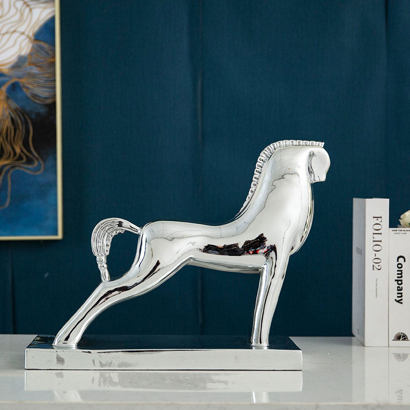 创意电镀抽象象马摆件一对桌面摆设品客客厅摆件