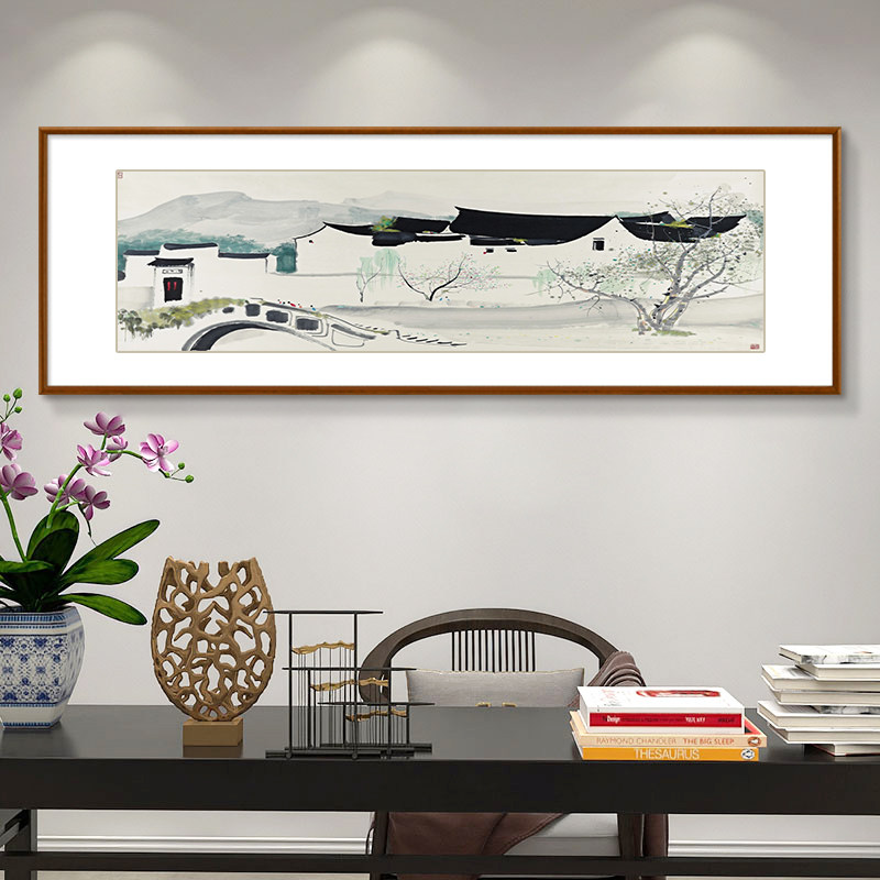 水墨画江南水乡客厅装饰画新中式中式沙发背景墙风景画国画现代装饰画