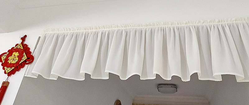 纯色窗帘头幔白纱帷幔魔术贴自半帘短帘橱柜定制窗帘