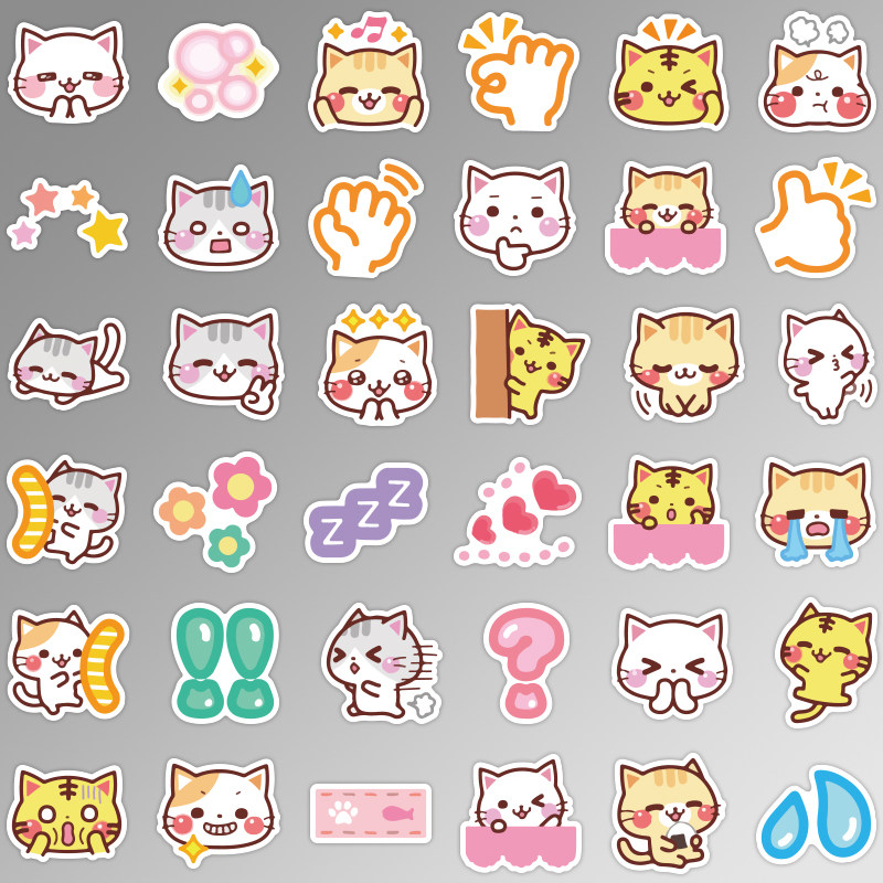 40张喵喵团手贴纸少女日记装饰素材可爱卡通贴纸