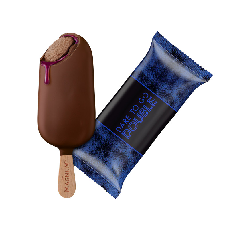 新品梦龙双重层流心酱巧克力蓝莓口味冰淇淋雪糕冰淇淋