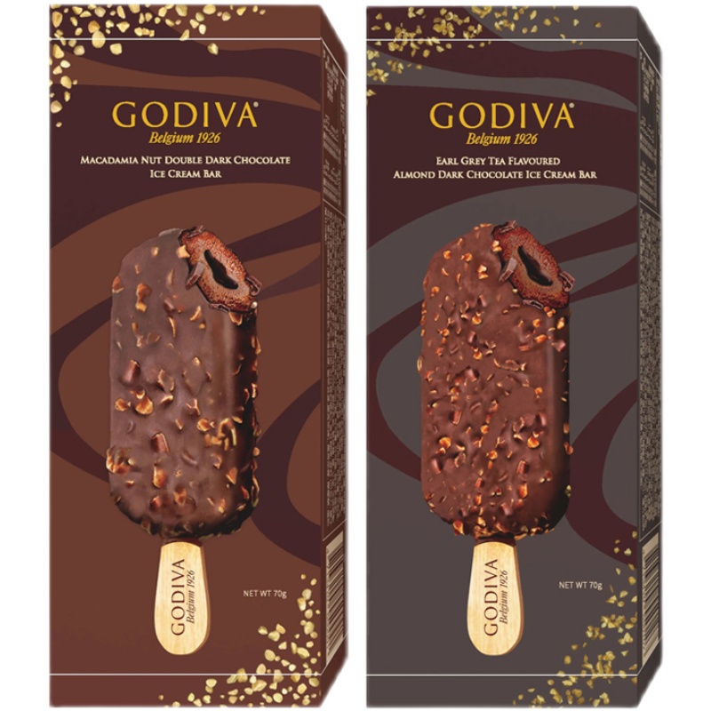godiva歌帝帝梵夏果黑巧克力扁桃桃仁红茶夹心冰淇淋
