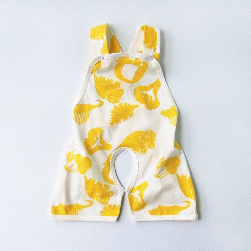 纯棉宝宝夏季薄款背心式护肚兜婴儿开裆连体短裤男女童新生儿衣服