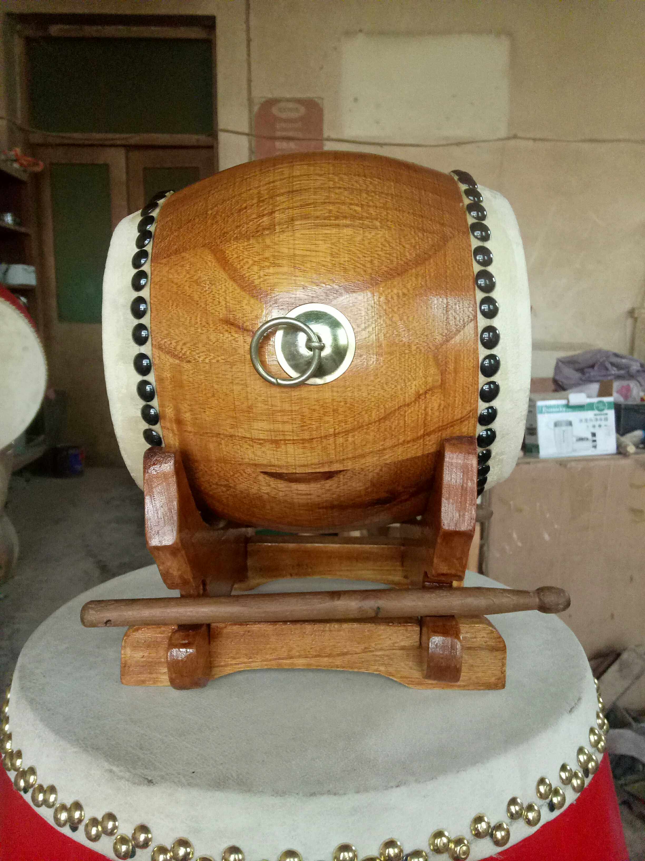 5寸原木牛皮牛皮堂堂鼓中音音鼓太鼓礼品摆件堂鼓