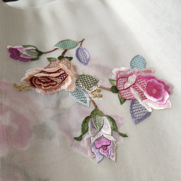 苏绣手工绣花老绣真丝刺绣雕绣面料中式汉服旗袍夏装裙子衣料特惠