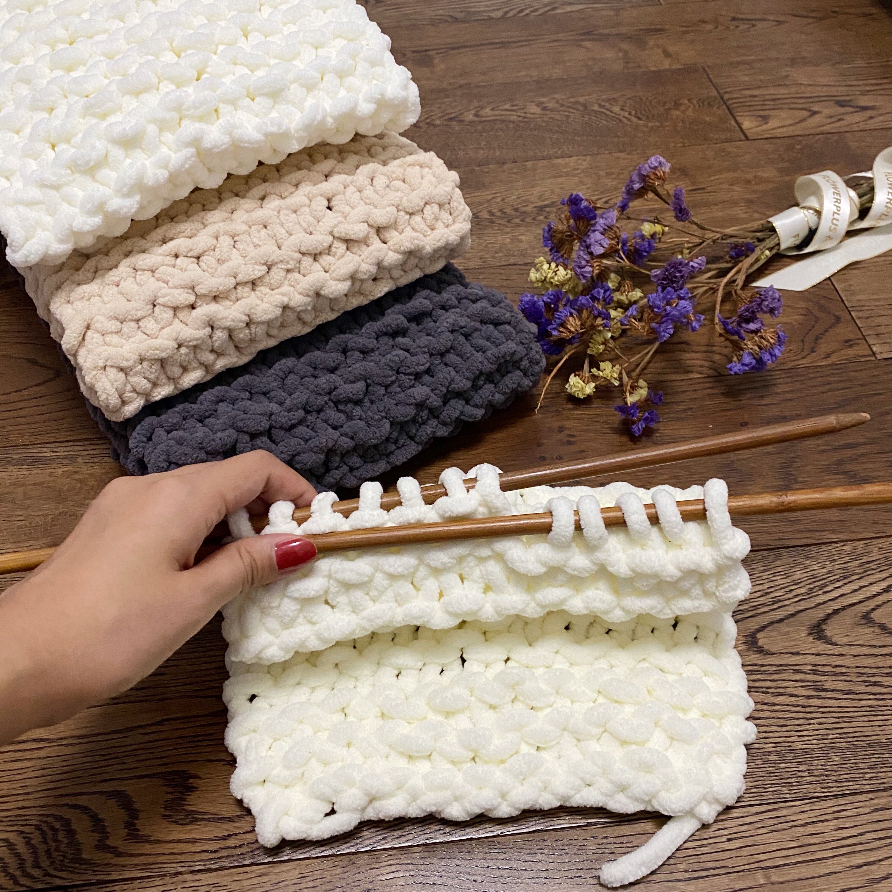 手工圣诞礼物围巾编织代织定制制冰条线毛线围巾