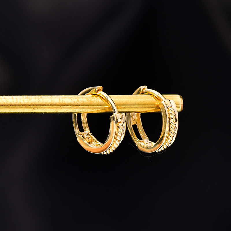 韩国正品10k14k黄金耳环2021新款潮简约素耳饰