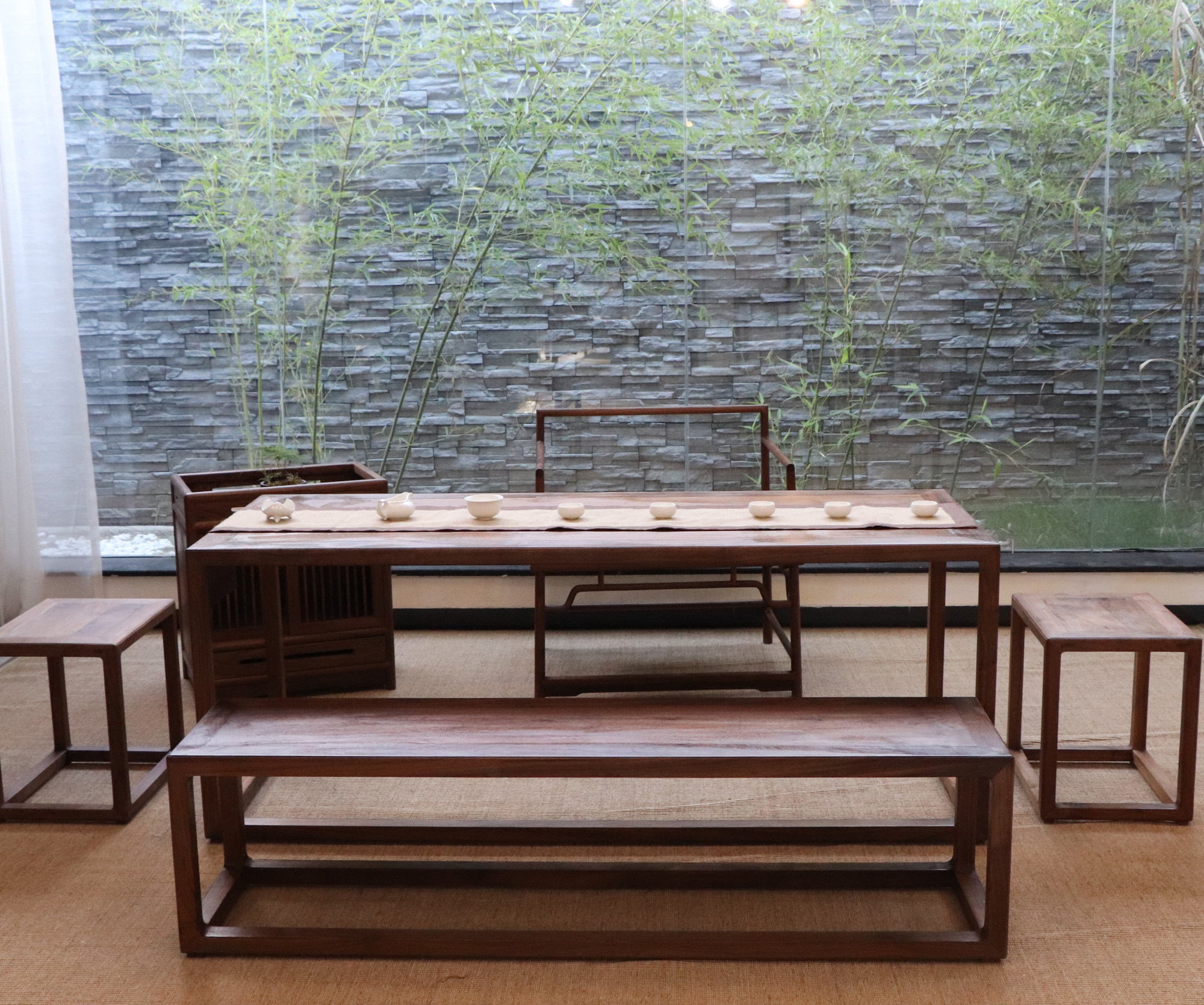 式禅意会议桌茶室实木胡桃北美中式合新组合桌椅其它桌类