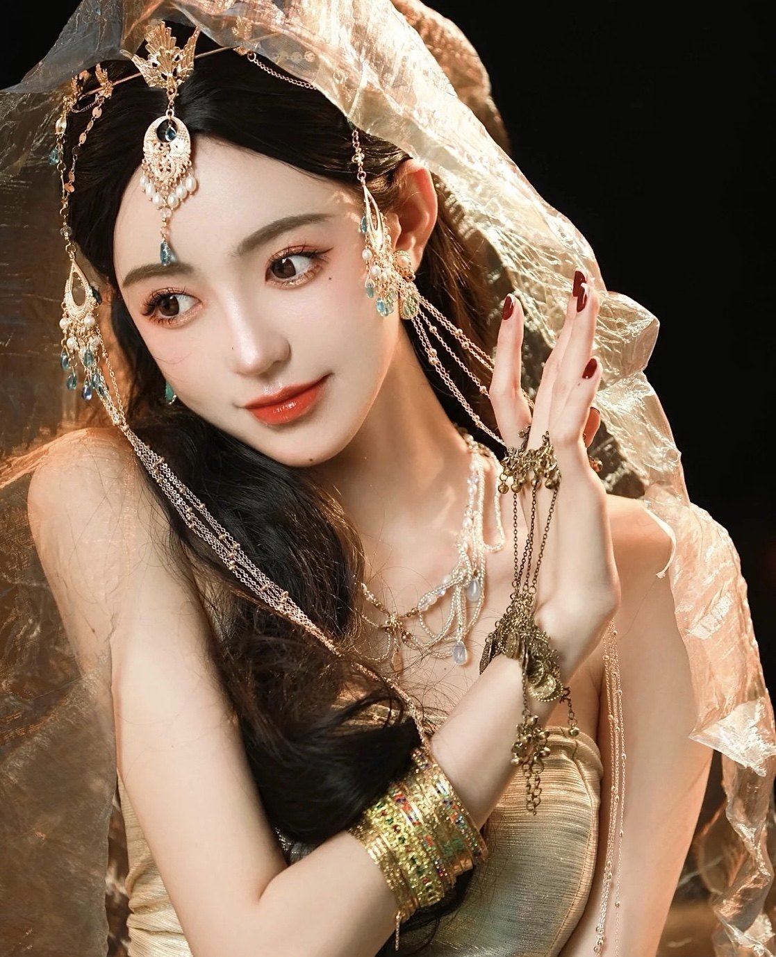 古风额饰古装前额配饰汉服异域风情披肩纱巾超仙发饰